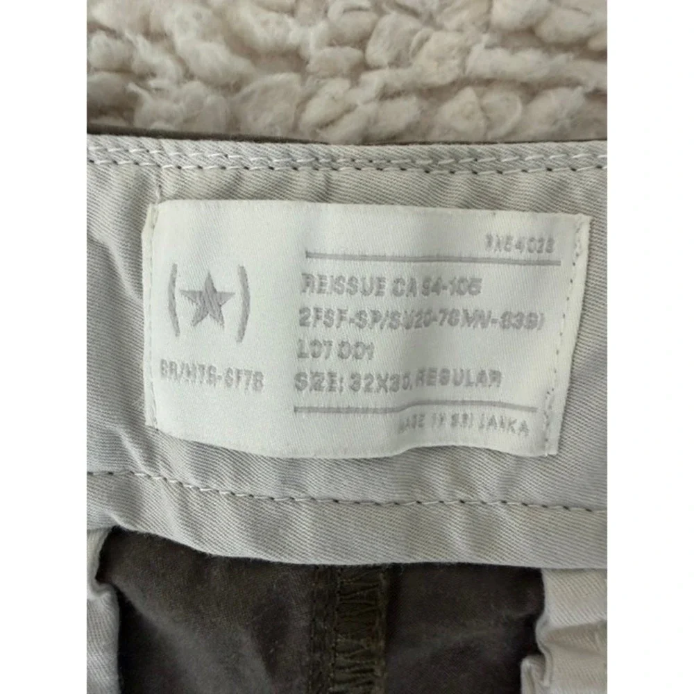Olive Green Fatigue Utility Pants Cotton Twill Straight Leg Trousers 33 Waist